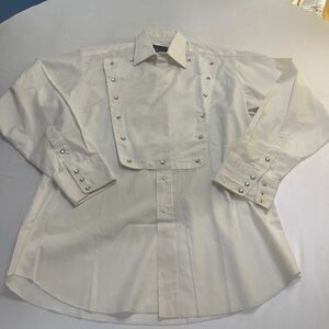 Panhandle Slim White Pearl Snap Bib Front Western Men’s Vintage Shirt Size Large